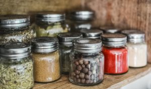 collection of dried spices in jars